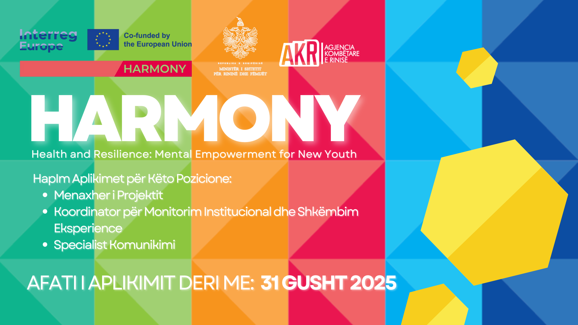 Thirrje për Projektin HARMONY nga Interreg Europe në partneritet me Agjencinë Kombëtare të Rinisë
