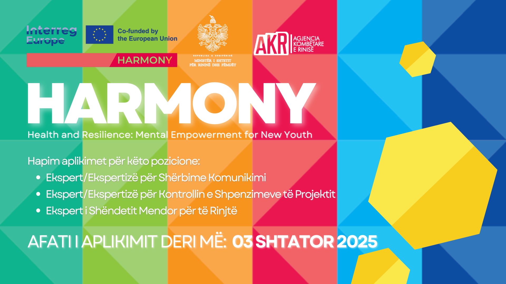 Thirrje për Projektin HARMONY nga Interreg Europe në partneritet me Agjencinë Kombëtare të Rinisë