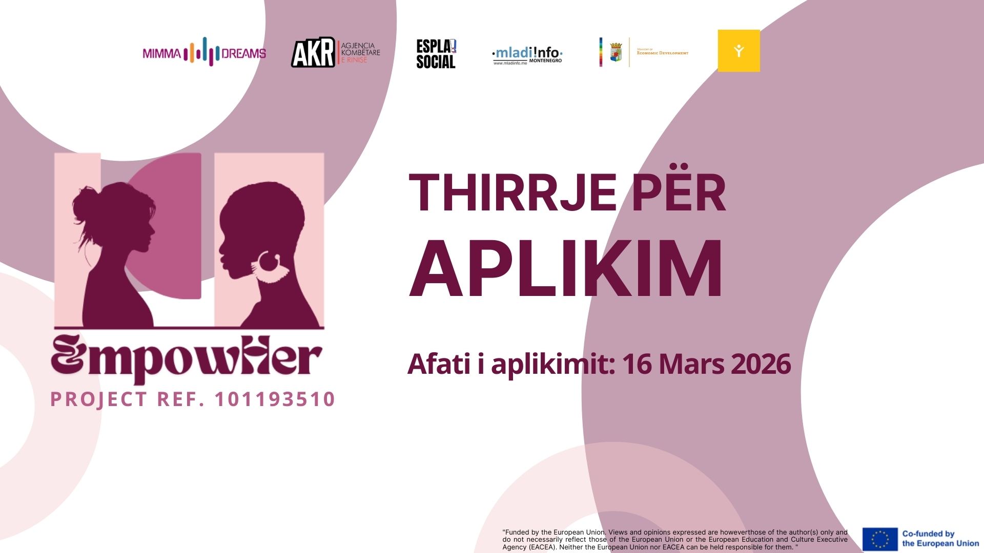 Thirrje për aplikim për projektin EmpowHer – Erasmus +