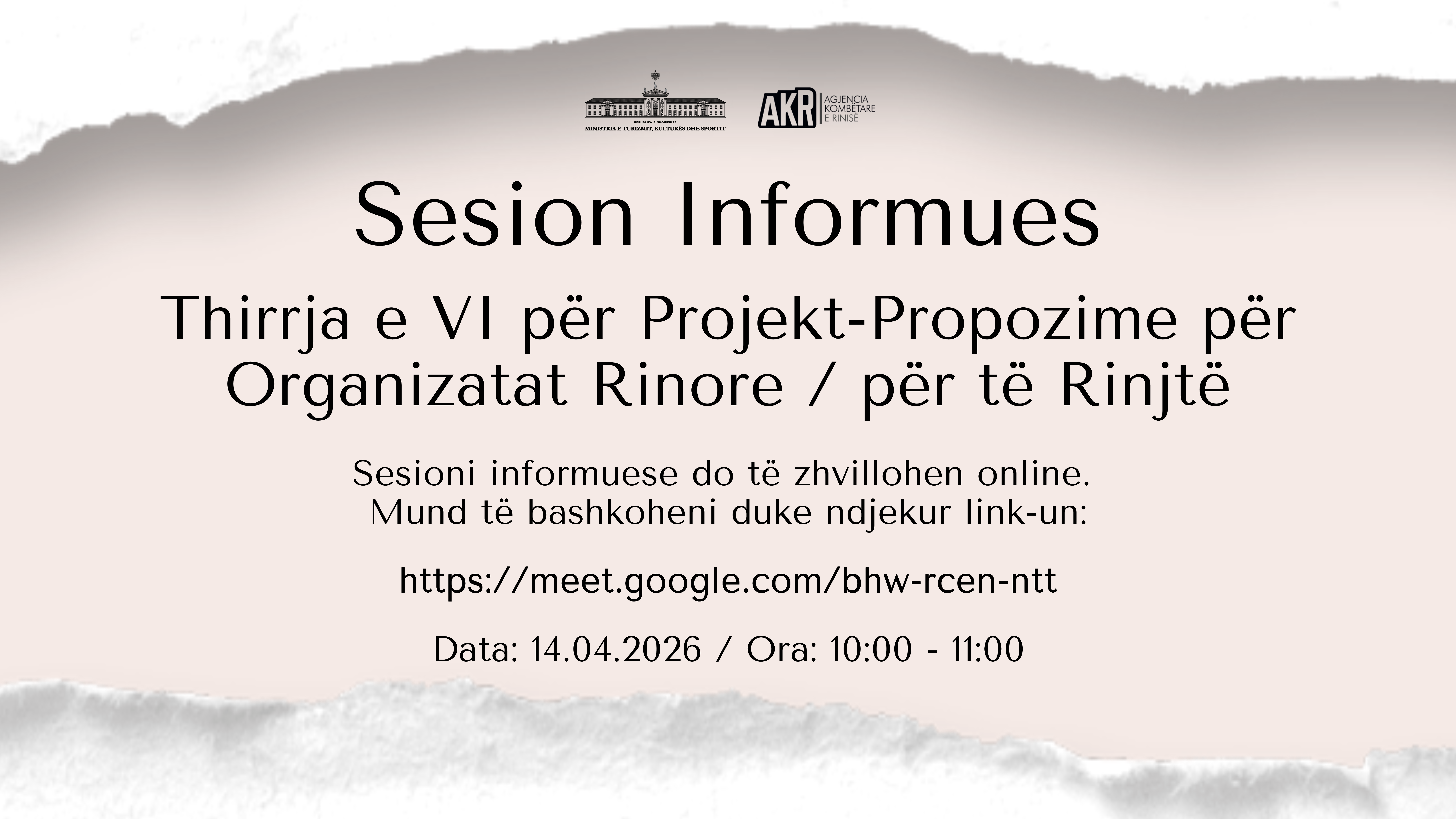 Sesion Informues (online) mbi proçedurat e Aplikimit – Thirrja Publike VI për Organizatat Rinore dhe/ose për të Rinjtë